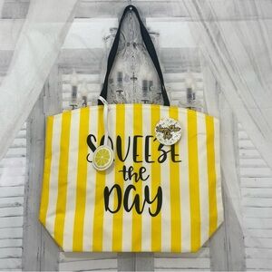 Yellow Striped Tote Bag